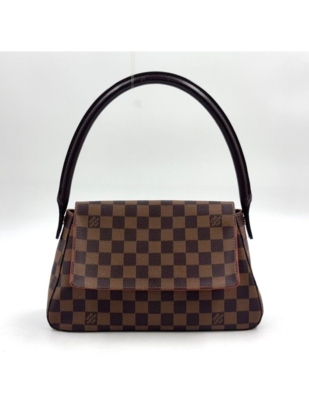 Louis Vuitton Mini Looping Damier Ebene Leather Brown Handbag Gold